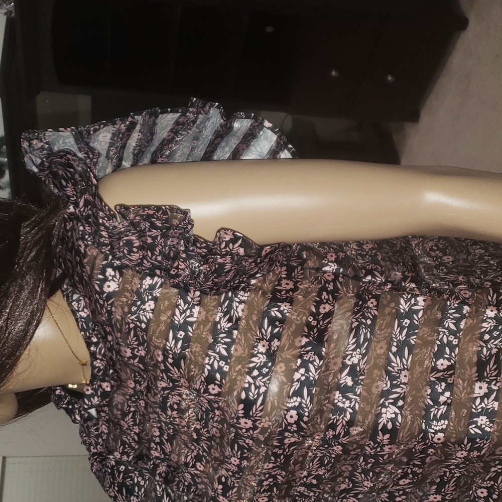 Jill Stuart Xs Semi Sheer Mixed Pattern Stripe & … - image 2